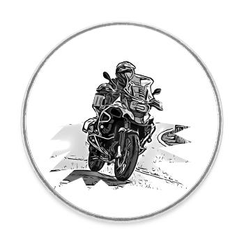 Adventure Bike Curve black - Round  fridge magnet - white - Front