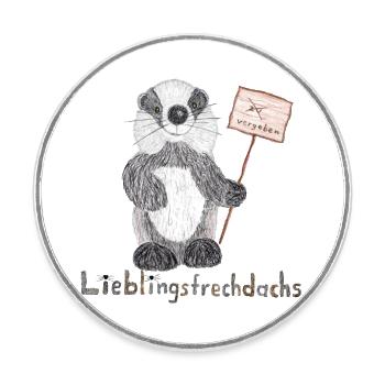 Lieblingsfrechdachs mit Schild "vergeben" - Runder Kühlschrankmagnet - Weiß - Vorne