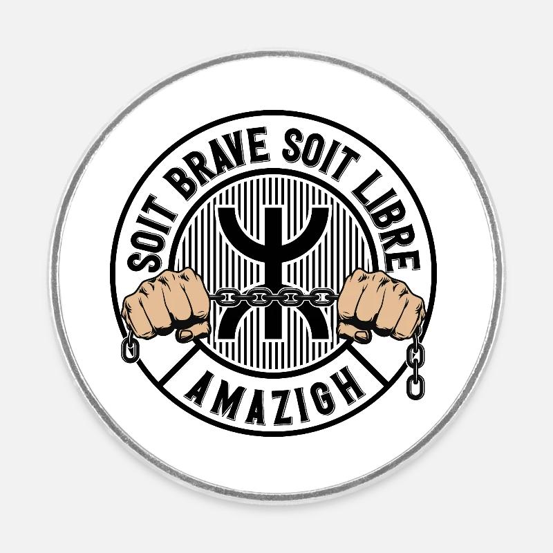 Entweder mutig oder frei. Amazigh. - Runder Kühlschrankmagnet - Weiß