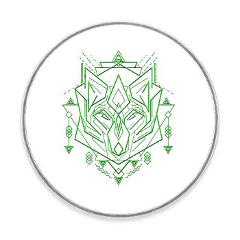 Wolf geometrics - Round  fridge magnet - white - Front