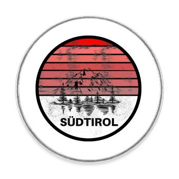Beau logo des montagnes et du Tyrol du Sud - Magnet rond - blanc - Devant