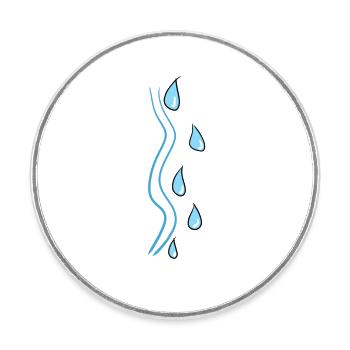 line drops water stroke symbol - Round  fridge magnet - white - Front