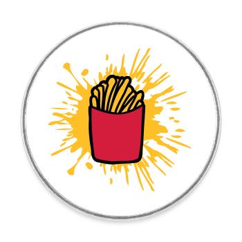 Farbklecks Pommes Frites - Runder Kühlschrankmagnet - Weiß - Vorne