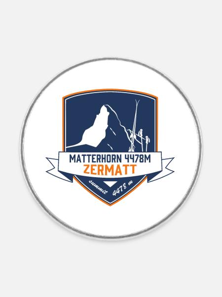 Zermatt Metterhorn Ecusson - Runder Kühlschrankmagnet - Weiß