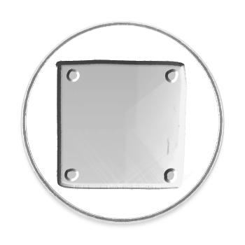 surface métallique clou forme carré carrée - Magnet rond - blanc - Devant