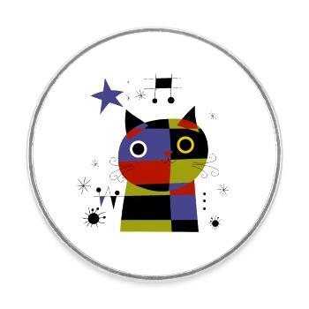 Cat - Round  fridge magnet - white - Front