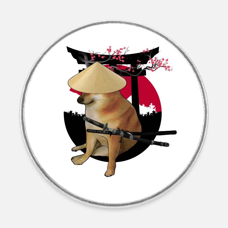 CHEEMS SAMURAI - Round  fridge magnet - white