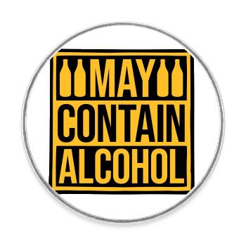 Hinweis May Contain Alcohol - Runder Kühlschrankmagnet - Weiß - Vorne