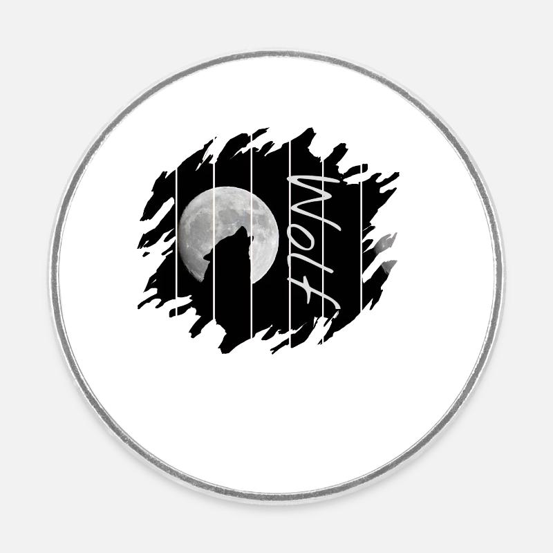 Loup - Magnet rond - blanc