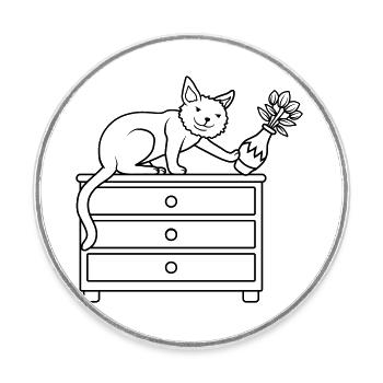 Blumenvase umgestoßen böse Katze - Runder Kühlschrankmagnet - Weiß - Vorne