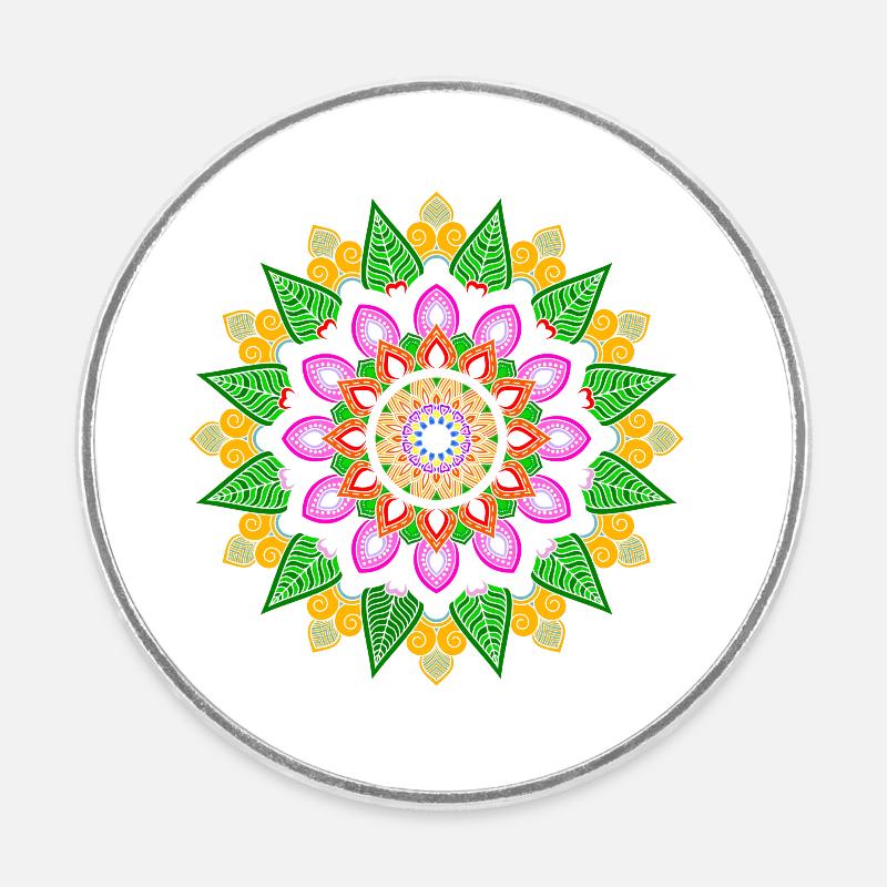 Manu Mandala - Round  fridge magnet - white