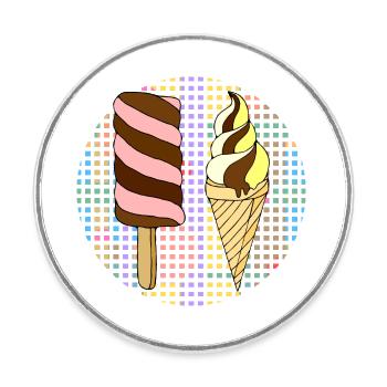 Ice cream - Round  fridge magnet - white - Front