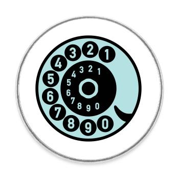 Dial Vintage Phone Call Retro Technology - Round  fridge magnet - white - Front