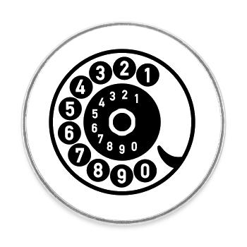 Wählscheibe Vintage Telefon anrufen Retro Technik - Runder Kühlschrankmagnet - Weiß - Vorne
