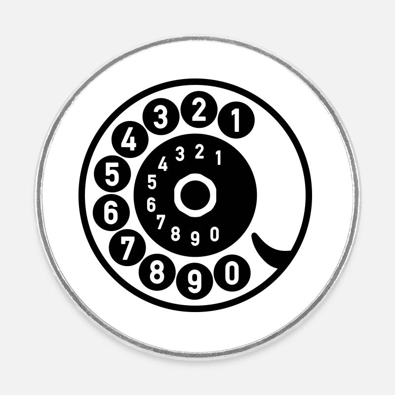Dial Vintage Phone Call Retro Technologie - Magnet rond - blanc