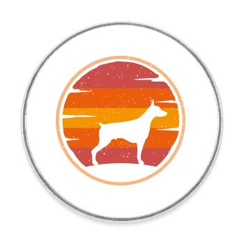 Dobermann retro Hunde Besitzer Hundemama Dobi - Runder Kühlschrankmagnet - Weiß - Vorne