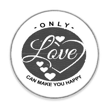 Only love can make you Happy - Runder Kühlschrankmagnet - Weiß - Vorne
