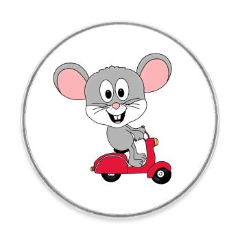 ROLLER - MAUS - TIER - KIND - BABY - Runder Kühlschrankmagnet - Weiß - Vorne
