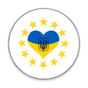 Le cœur de l’Ukraine avec les étoiles de l’UE - Magnet rond - blanc - Devant