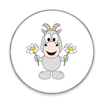 ZIEGE - BLUMEN - TIER - LIEBE - KINDER - BABY - Runder Kühlschrankmagnet - Weiß - Vorne