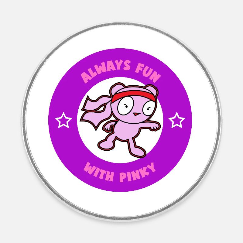 Always fun with Pinky Design. - Round  fridge magnet - white