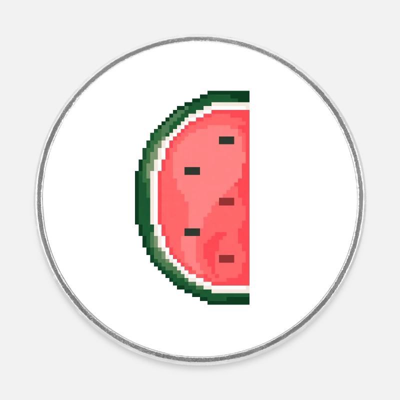 Pixel Art Melon Pattern Variante 1 - Magnet rond - blanc
