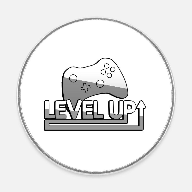 LEVEL UP + Controller - Gaming - Runder Kühlschrankmagnet - Weiß