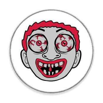 Verrücktes gruseliges Horror Gesicht - Runder Kühlschrankmagnet - Weiß - Vorne