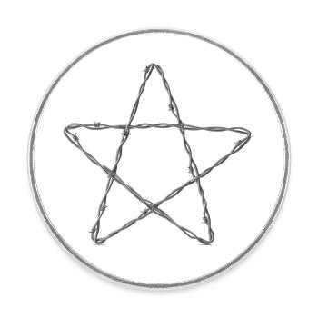 Barbed Wire Star - Pentagram - Round  fridge magnet - white - Front