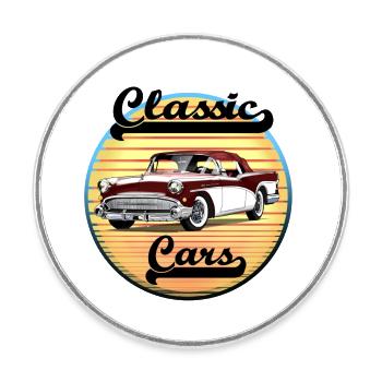 Classic Car - Runder Kühlschrankmagnet - Weiß - Vorne