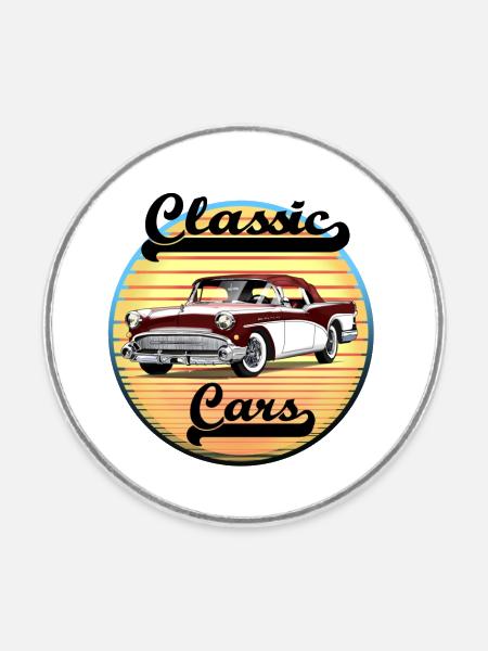 Classic Car - Runder Kühlschrankmagnet - Weiß