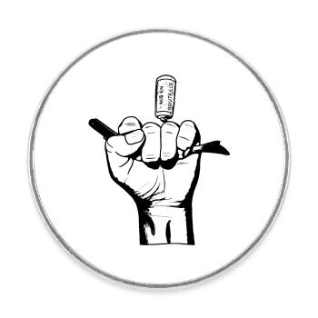 The Bad Boy in Black and White - Round  fridge magnet - white - Front