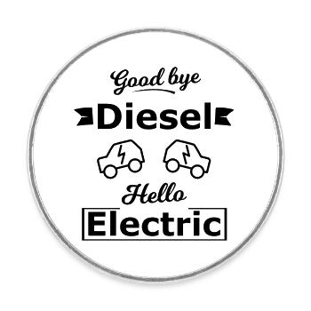Hello electric cars - Round  fridge magnet - white - Front