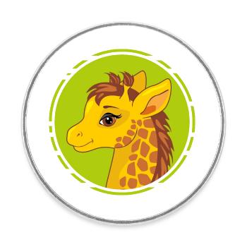 Portrait d’une girafe de dessin animé souriante - Magnet rond - blanc - Devant