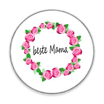 beste Mama - Runder Kühlschrankmagnet - Weiß - Vorne