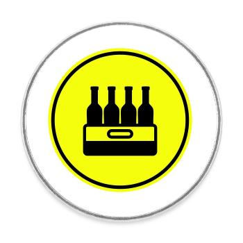 Caisse de bouteille de bière - Magnet rond - blanc - Devant