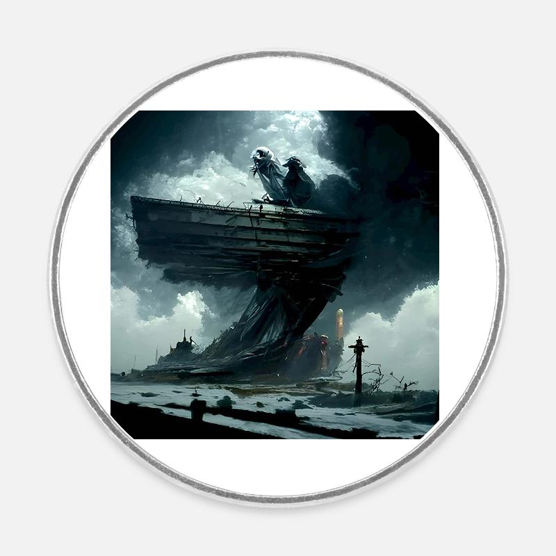 Ghostship - Round  fridge magnet - white