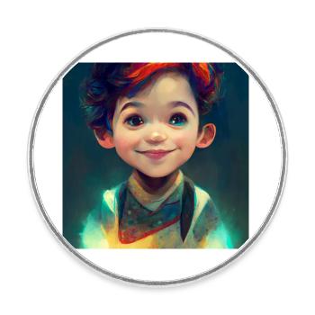 Enfant souriant - Magnet rond - blanc - Devant
