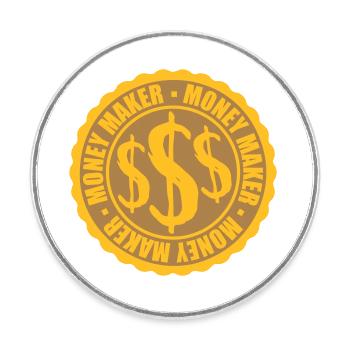 Money Stamp Money Maker - Magnet rond - blanc - Devant