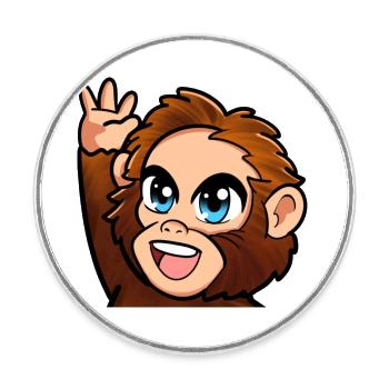 High Five Affe - Runder Kühlschrankmagnet - Weiß - Vorne