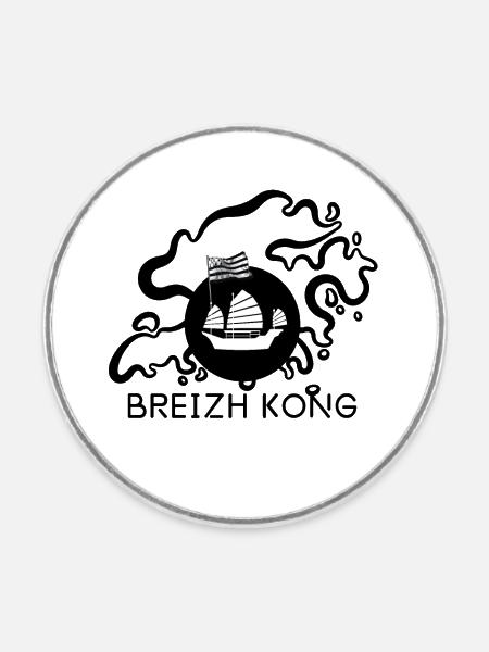 BREIZH-KONG - Runder Kühlschrankmagnet - Weiß
