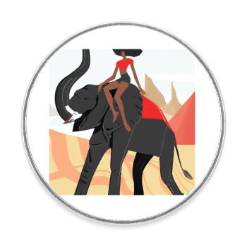 girl riding elephant - Round  fridge magnet - white - Front