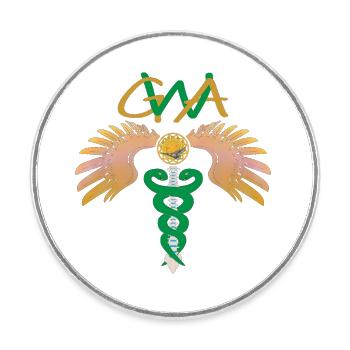 GWA - geistige Wirbelsäulenaufrichtung - Caduceus - Runder Kühlschrankmagnet - Weiß - Vorne