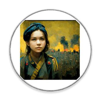 Fille ukrainienne pendant la guerre - Magnet rond - blanc - Devant