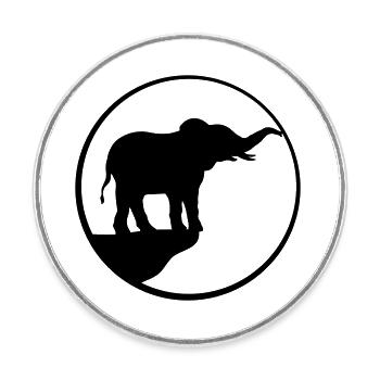 Cliff Moon Elephant Silhouette - Round  fridge magnet - white - Front