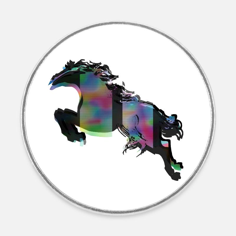 Cheval - Magnet rond - blanc