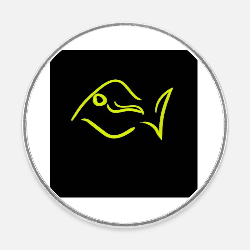 FISH - Round  fridge magnet - white