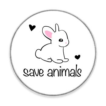 Lapin Symbole Animal Doux sauver les animaux - Magnet rond - blanc - Devant
