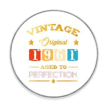 Original Vintage Teile 1961 - Runder Kühlschrankmagnet - Weiß - Vorne