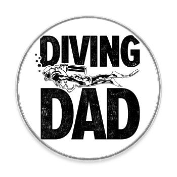 Diving Dad Scuba Diver Underwater Snorkeling Divin - Runder Kühlschrankmagnet - Weiß - Vorne